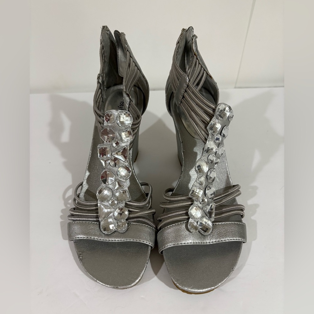 Style & co Heels Sandals Wedges Studded Silver Shoes Women